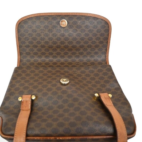 CELINE Logo Macadam Pattern Shoulder Bag PVC Leather Brown Italy - Picture 9 of 16